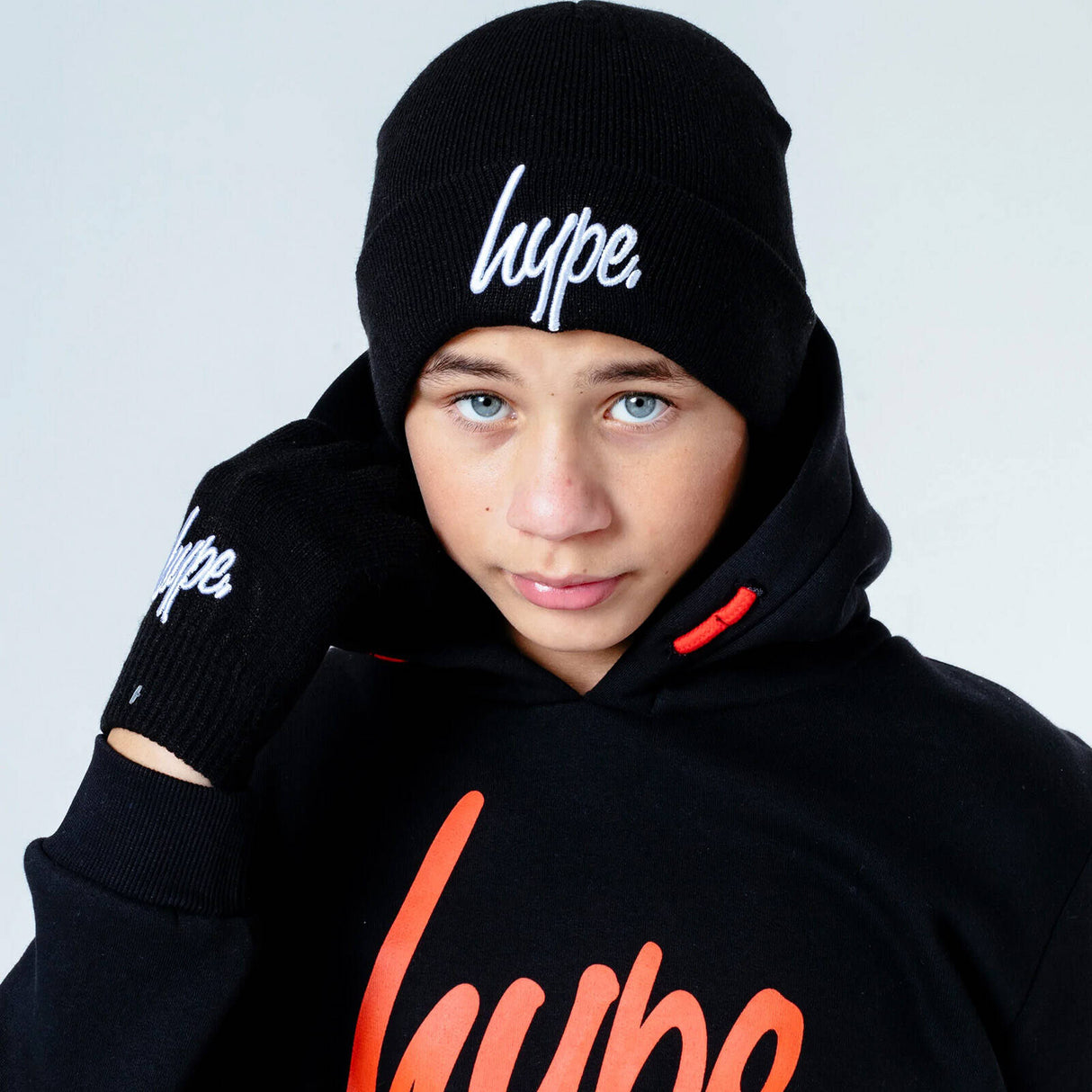 Hype Kids Hat and Glove Set - Black