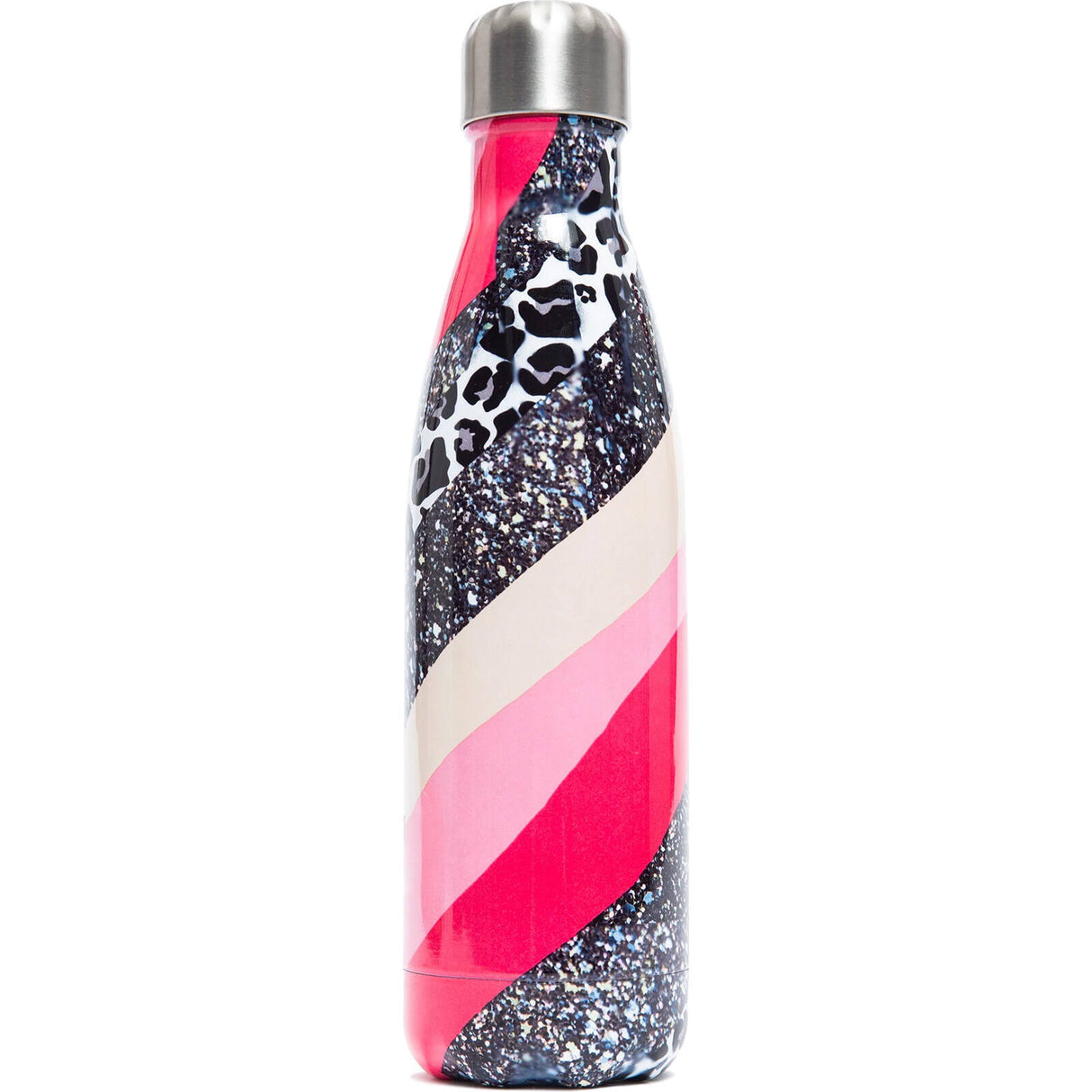 Hype Metal Water Bottle 500ml - Glitter Leopard Wave