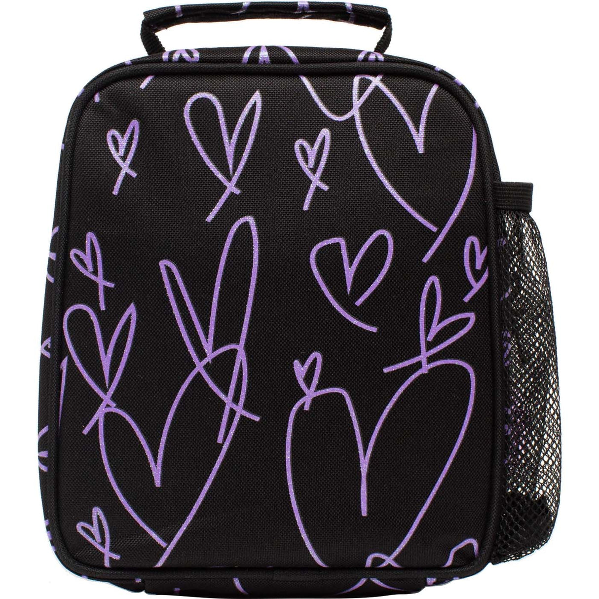 Hype Glitter Scribble Heart Lunchbox - Black/Purple