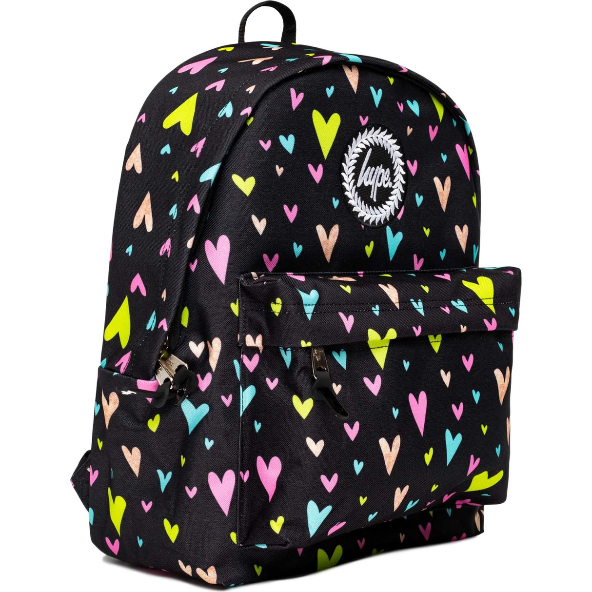 Hype Heart Gold Glitter Overlay Backpack - Black/Multi
