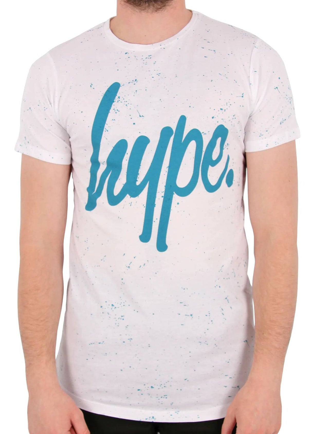 Hype Speckle Script T Shirt - White/Teal
