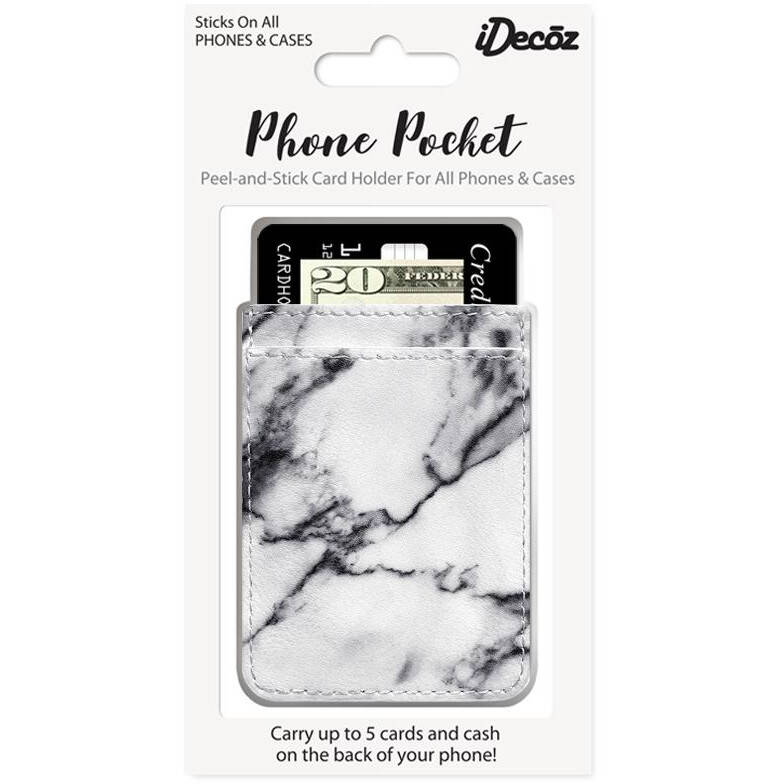 IDecoz Faux Leather Phone Pocket - White Marble