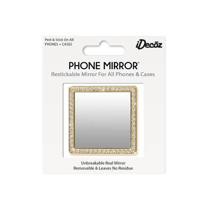 IDecoz Square Phone Mirror - Gold Crystals