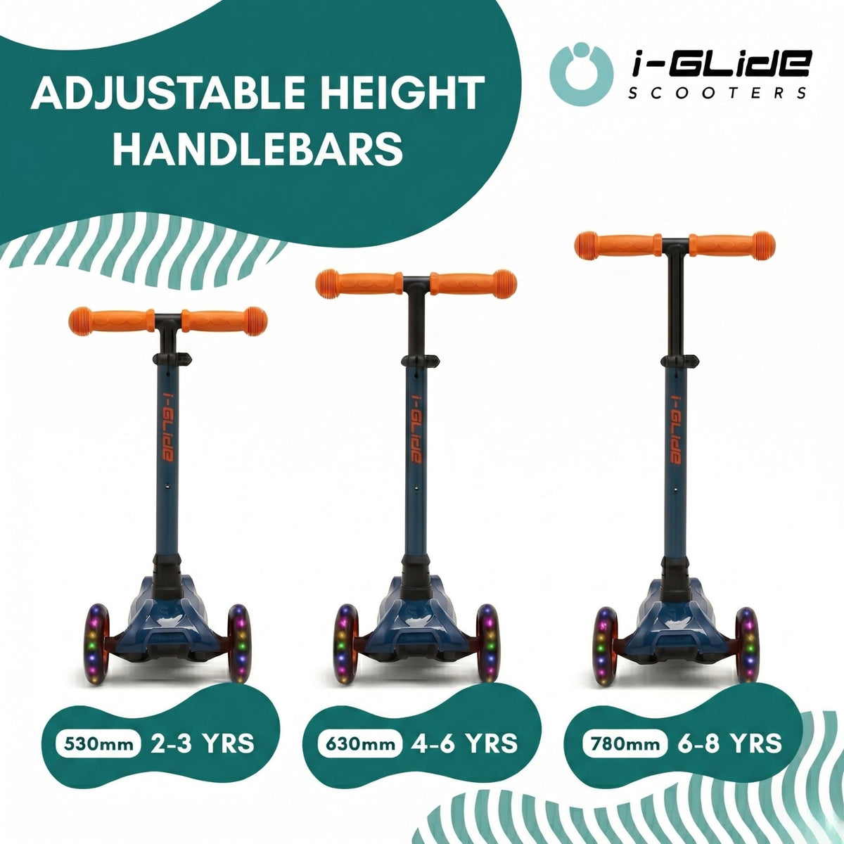 I-Glide 3-Wheel Kids Scooter - Blue/Orange