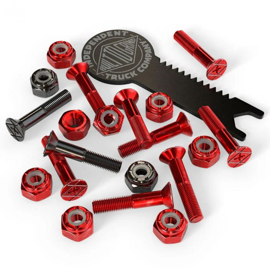 Independent Phillips Skateboard Truck Bolts w/Tool - Red/Black 1"