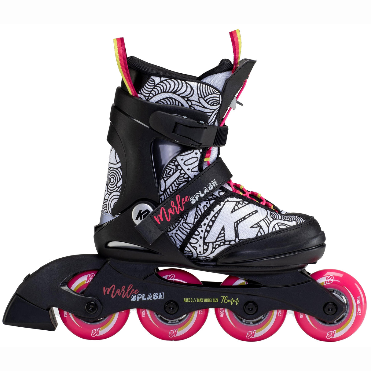 K2 Marlee Splash Adjustable Inline Skates - Black/Pink