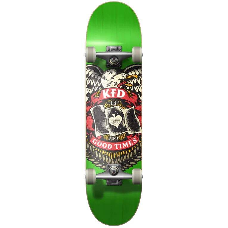 KFD Badge Young Guns Complete Skateboard - Green 8''