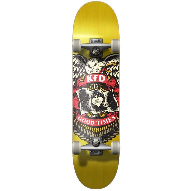 KFD Badge Young Guns Complete Skateboard - Yellow 7.5''