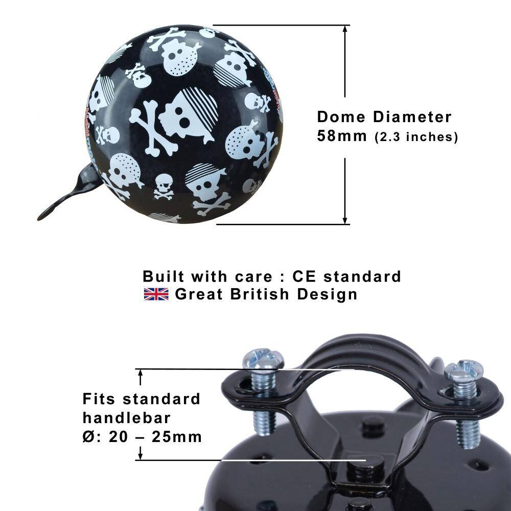 Kiddimoto Bicycle Bell - Skullz, Large