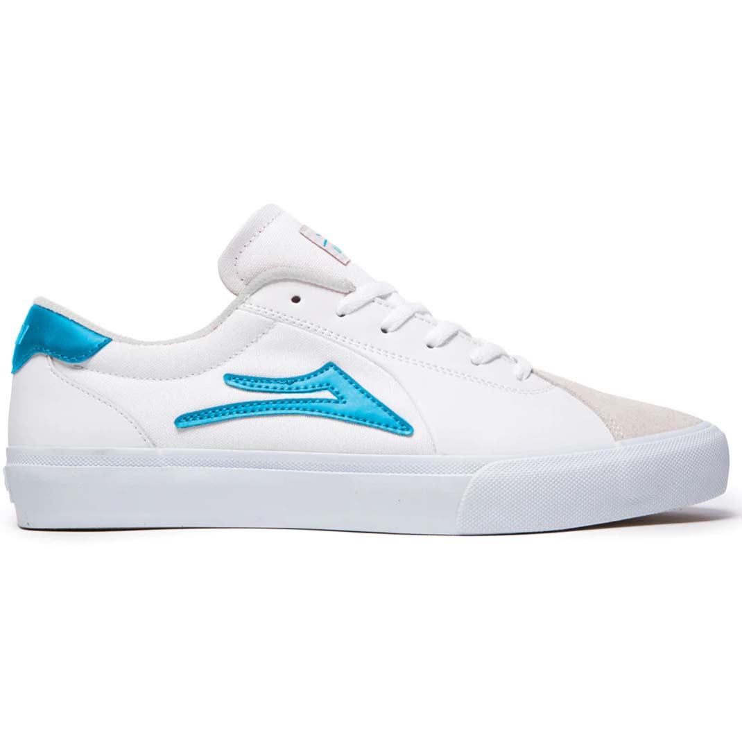 Lakai Flaco II Skate Shoes - White/Cyan Leather