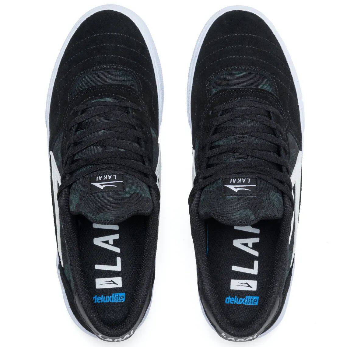 Lakai Cambridge Skate Shoes - Black/Green Camo Suede