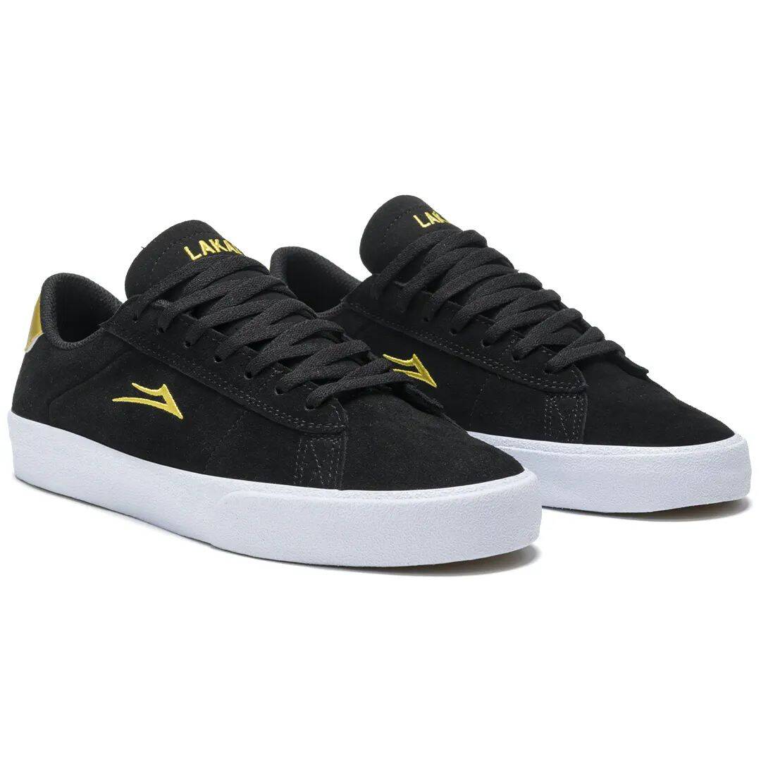 Lakai Newport Skate Shoes - Black/Gold Suede