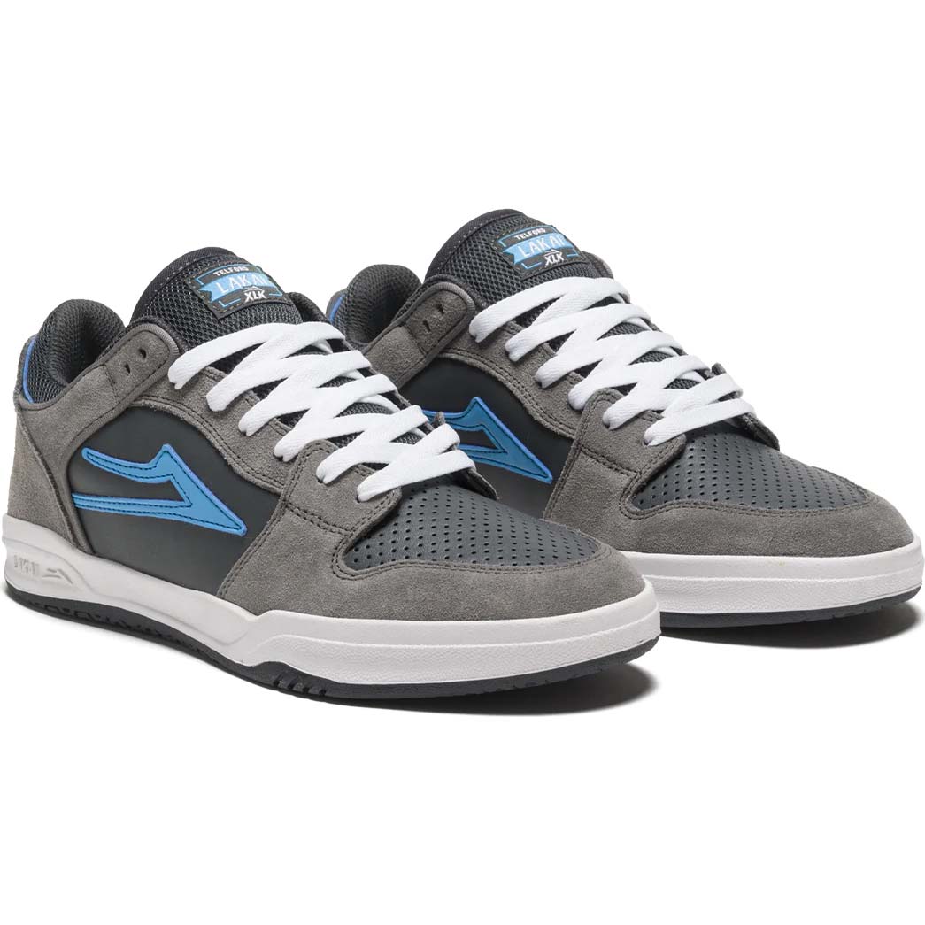 Lakai Telford Low Skate Shoes - Grey/Cyan Suede