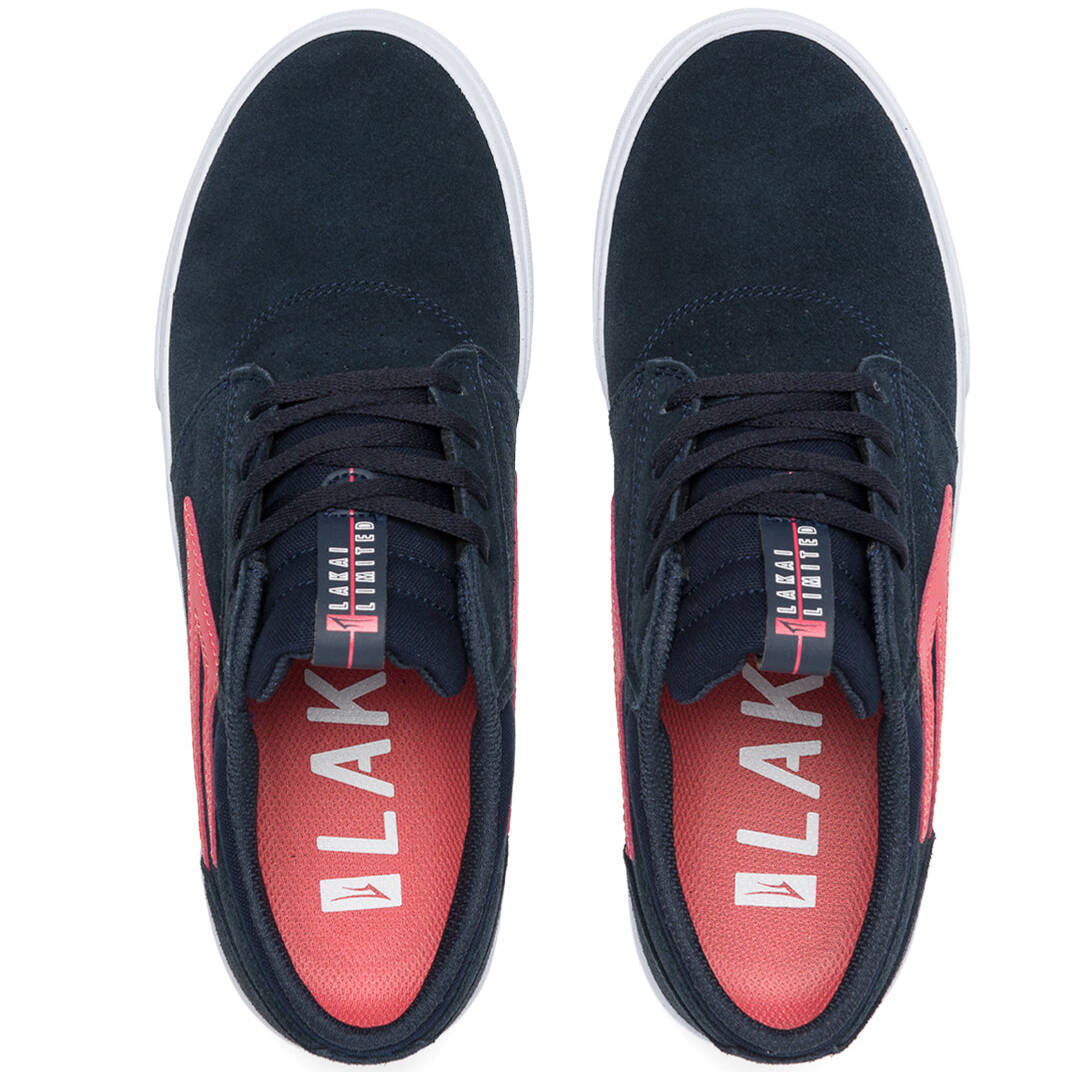 Lakai Griffin Skate Shoes - Navy/Coral Suede