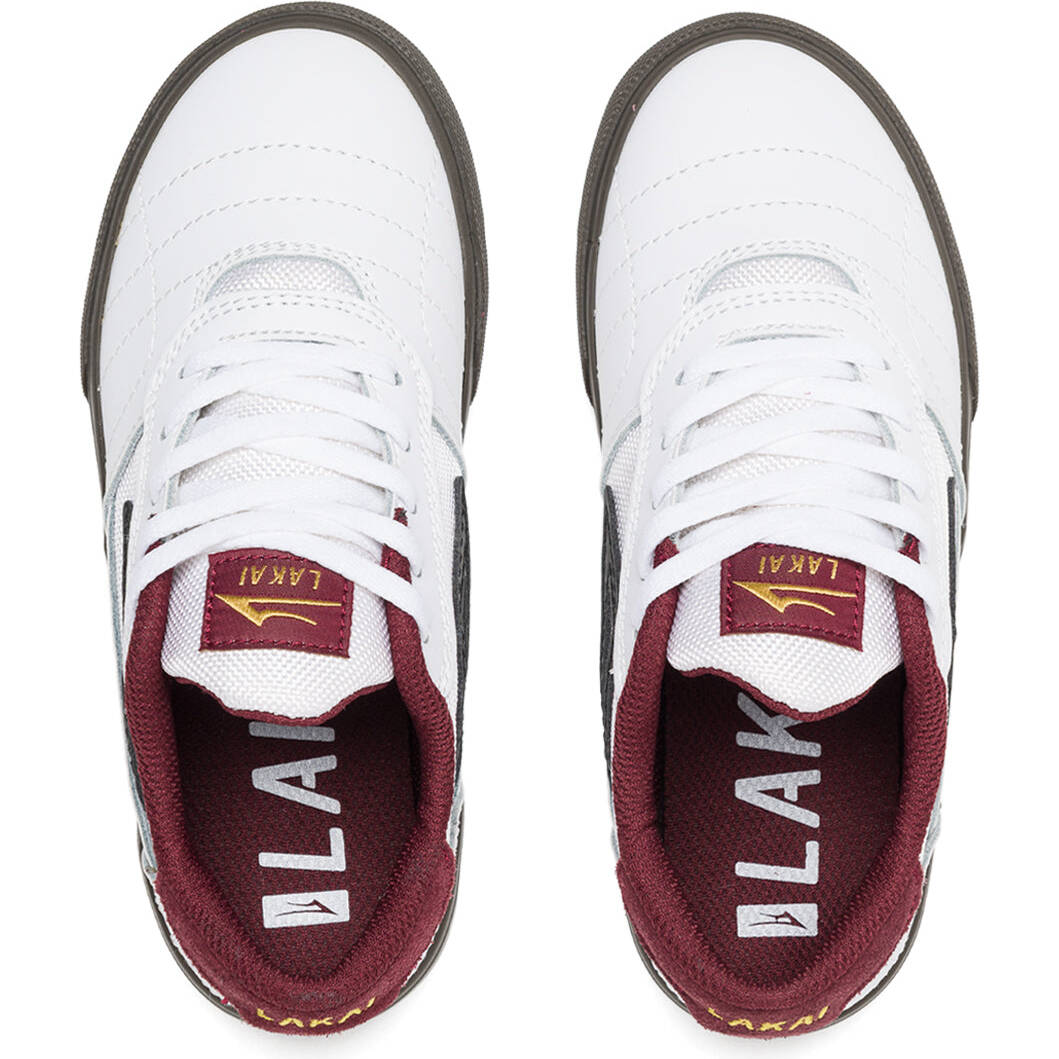 Lakai Cambridge Kid's Skate Shoes - White/Gum Leather