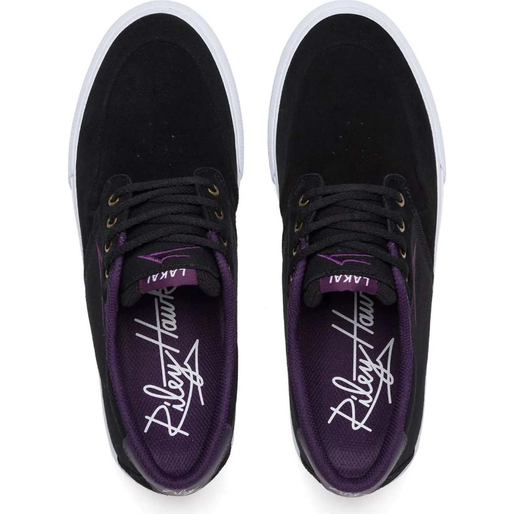 Lakai Riley 3 Skate Shoes - Black/Purple Suede