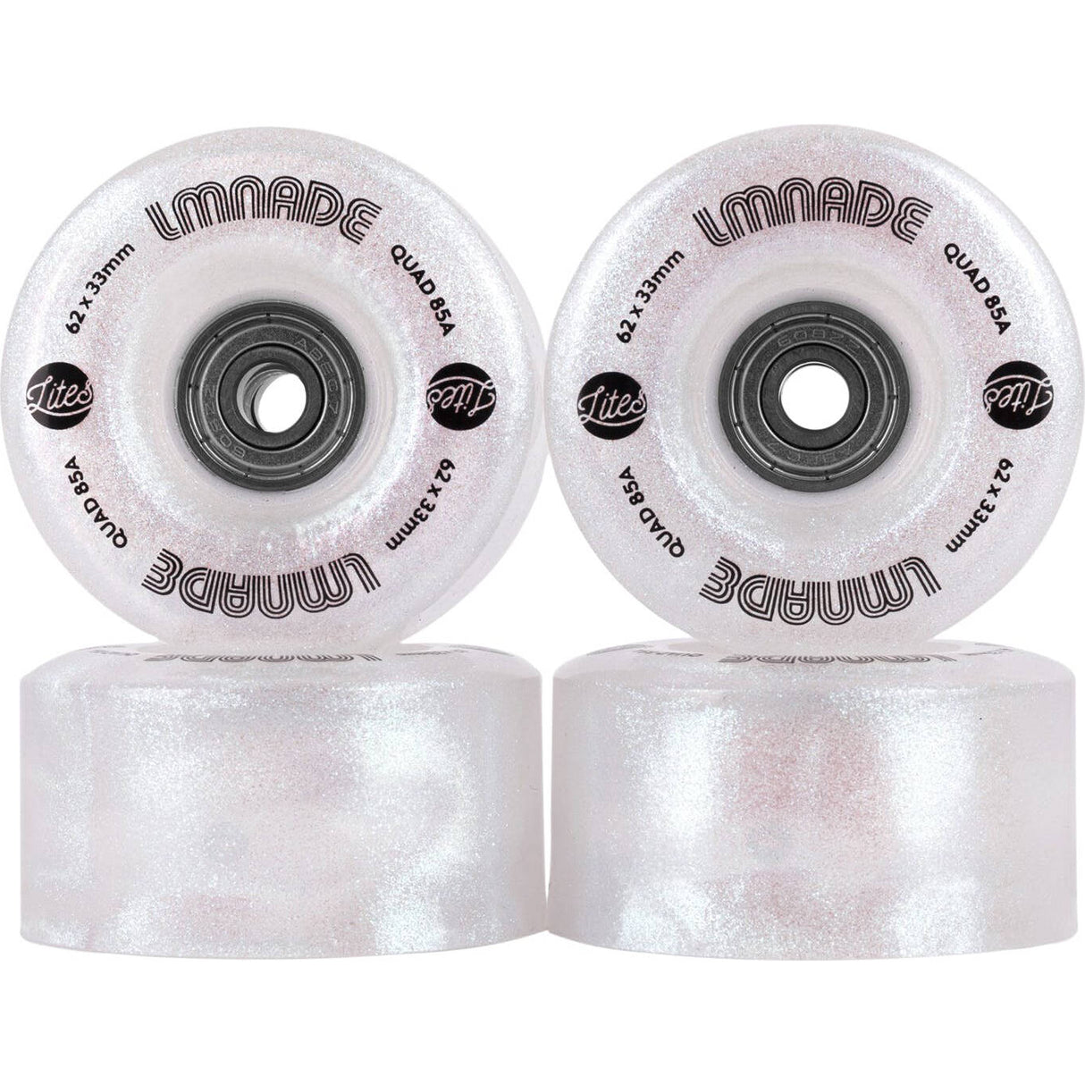 LMNADE Lites LED 85a Quad Roller Skate Wheels - Pearlescent Glitter 62mm