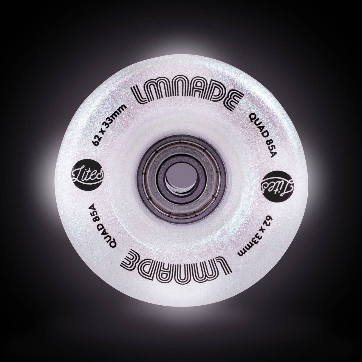 LMNADE Lites LED 85a Quad Roller Skate Wheels - Pearlescent Glitter 62mm