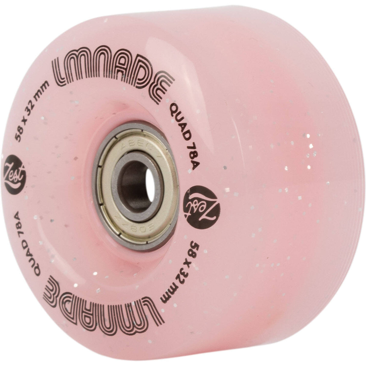 LMNADE Zest Quad Roller Skate Wheels - Pink Translucent Glitter 58mm