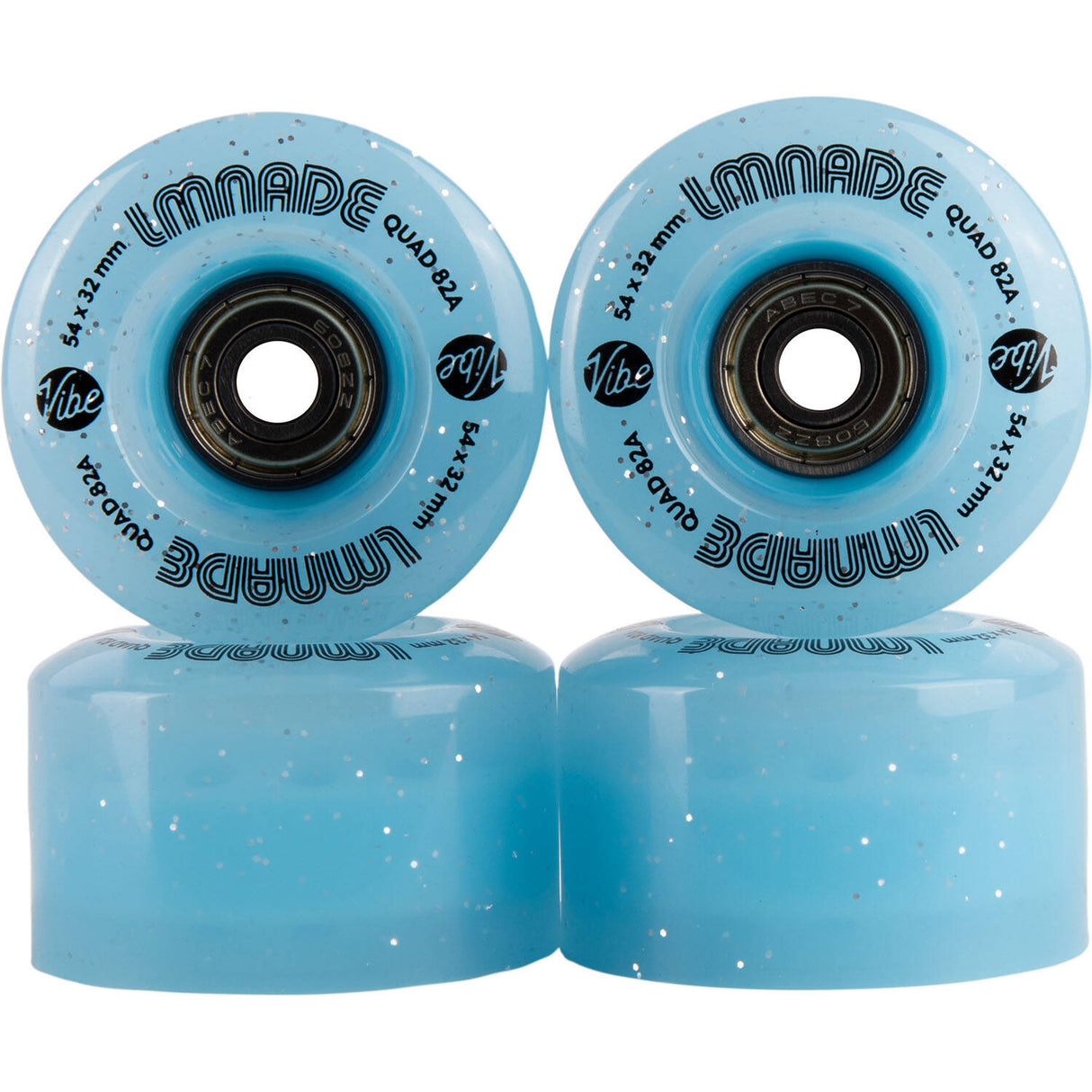 LMNADE Vibe Quad Roller Skate Wheels - Blue Translucent Glitter 54mm