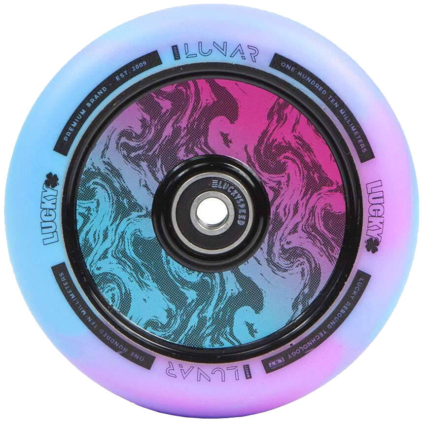 Lucky Lunar 110mm Hollow Core Scooter Wheel - Rush Pink/Blue Swirl