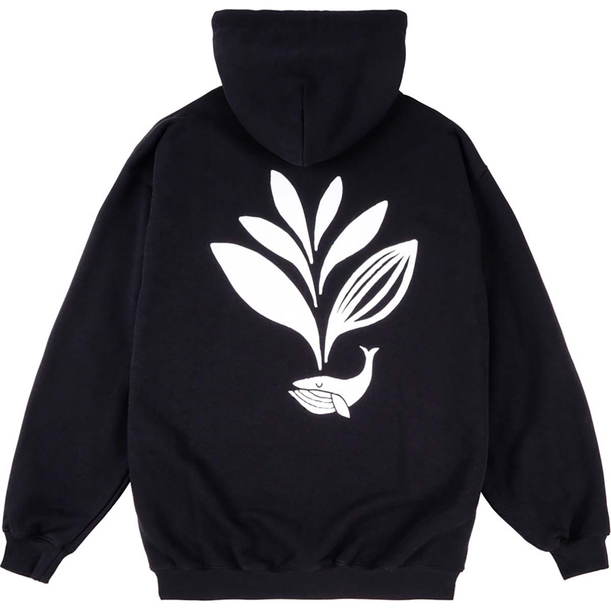 Magenta Whale Plant Hoodie - Black