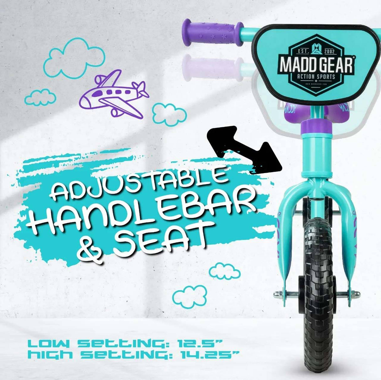 Madd Gear My 1st BMX Balance Bike - Teal/Purple