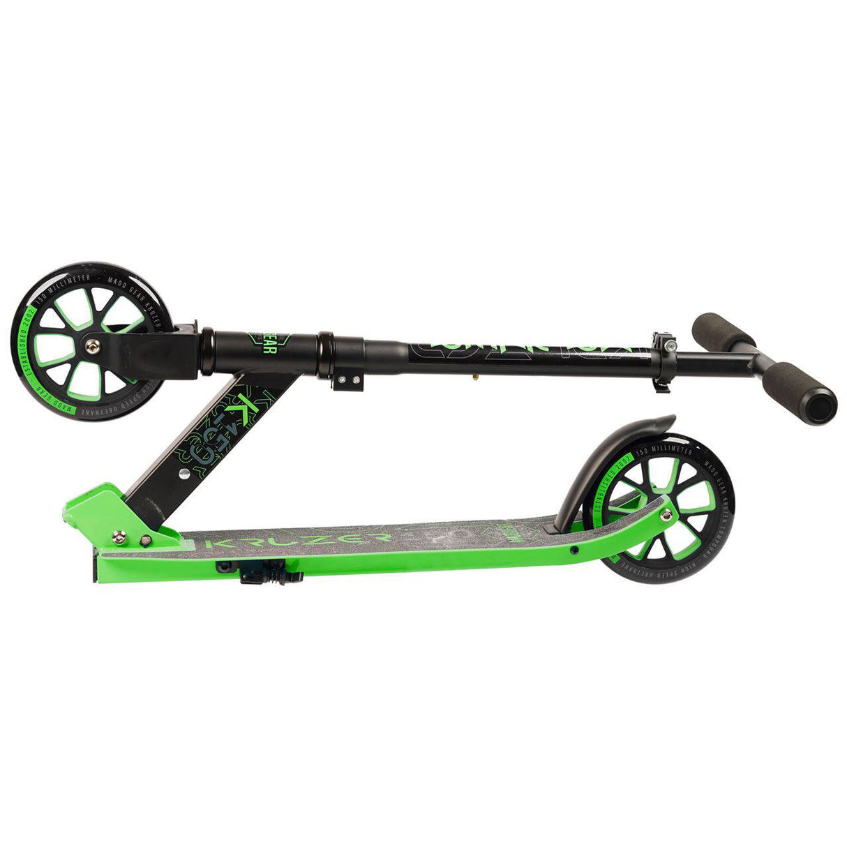 Madd Gear Carve Kruzer 150 Folding Scooter - Black/Lime