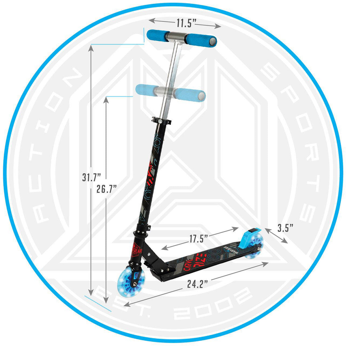 Madd Gear Carve Rize Folding Scooter - Black/Blue