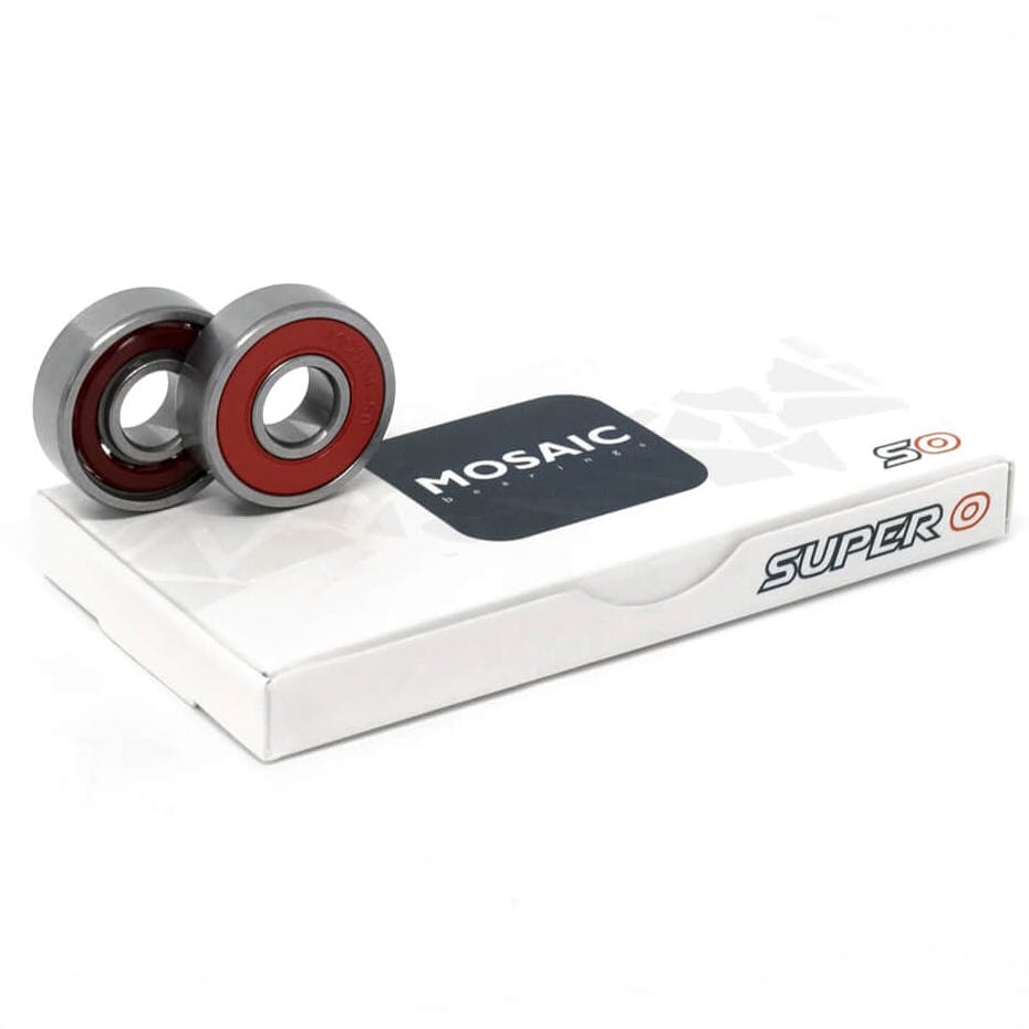 Mosaic Super 0 ABEC 5 608RS Skateboard Bearings - Red
