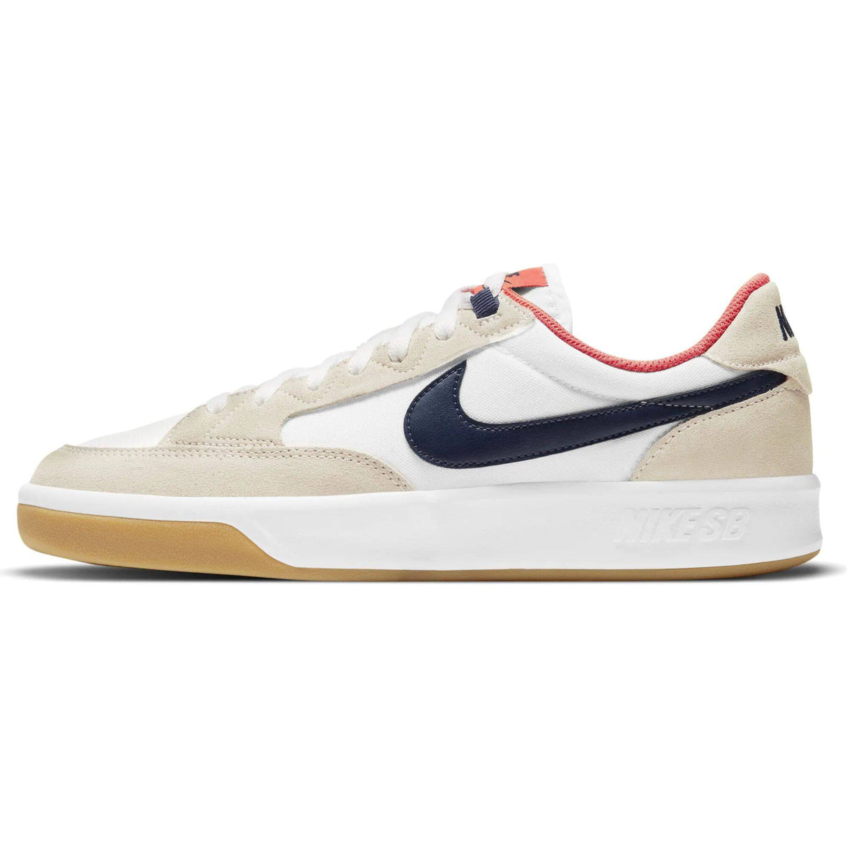 Nike SB Adversary Premium Skate Shoes - White/Midnight Navy-Turf Orange