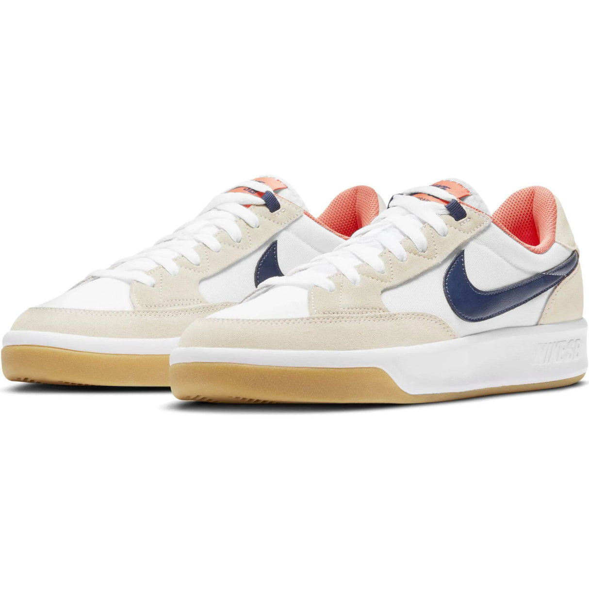 Nike SB Adversary Premium Skate Shoes - White/Midnight Navy-Turf Orange