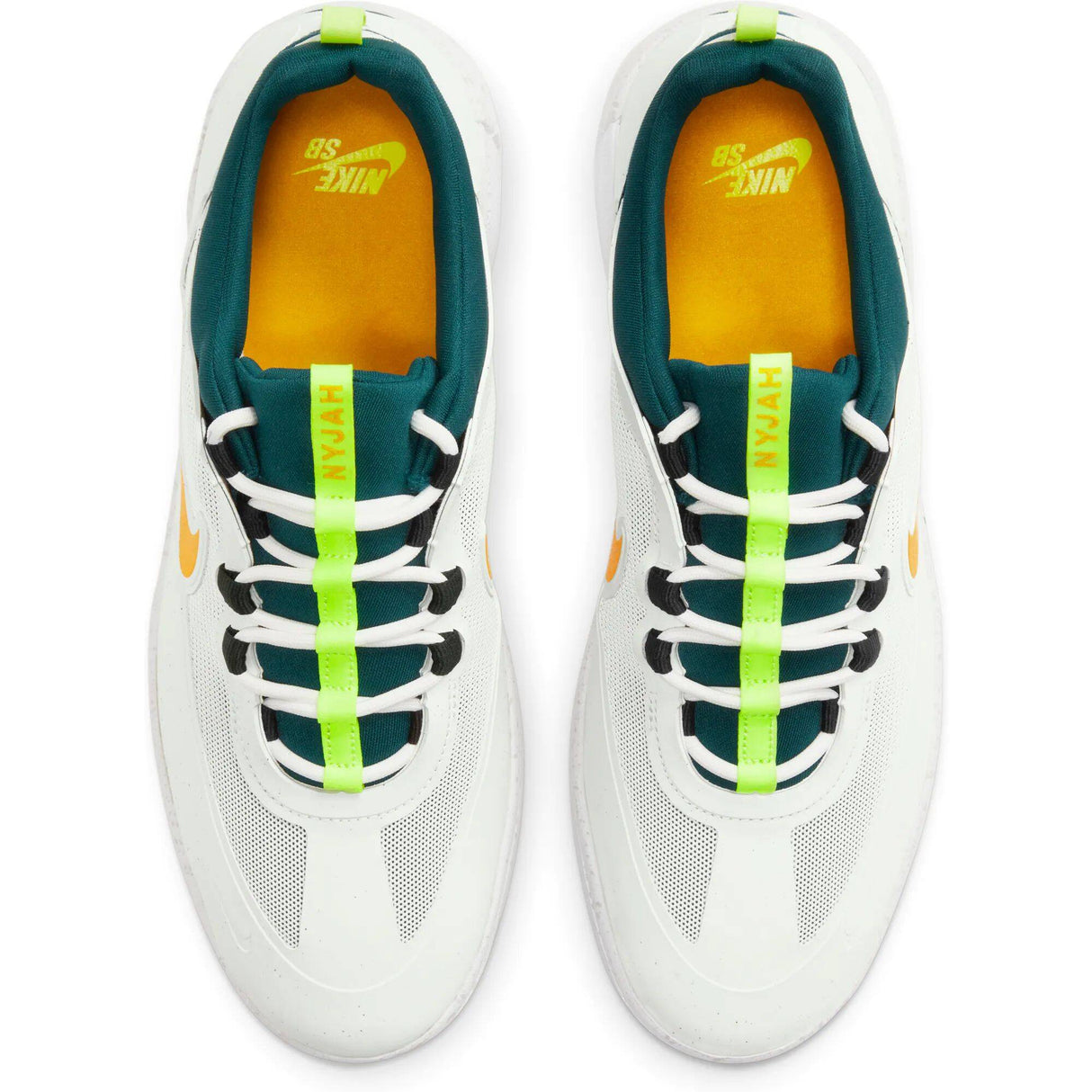 Nike SB Nyjah Free 2.0 Skate Shoes - Summit White/University Gold-Geode Teal