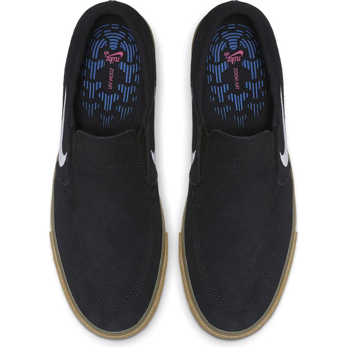Nike SB Zoom Janoski RM Slip-On Skate Shoes - Black/White-Black-Gum Light Brown