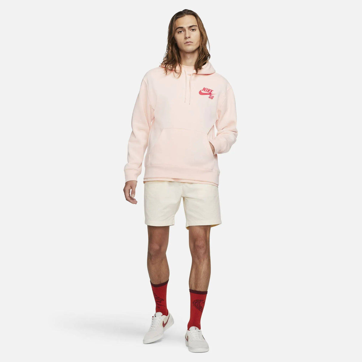 Nike SB Icon Pullover Essential Hoodie - Orange Pearl/Light Fusion Red