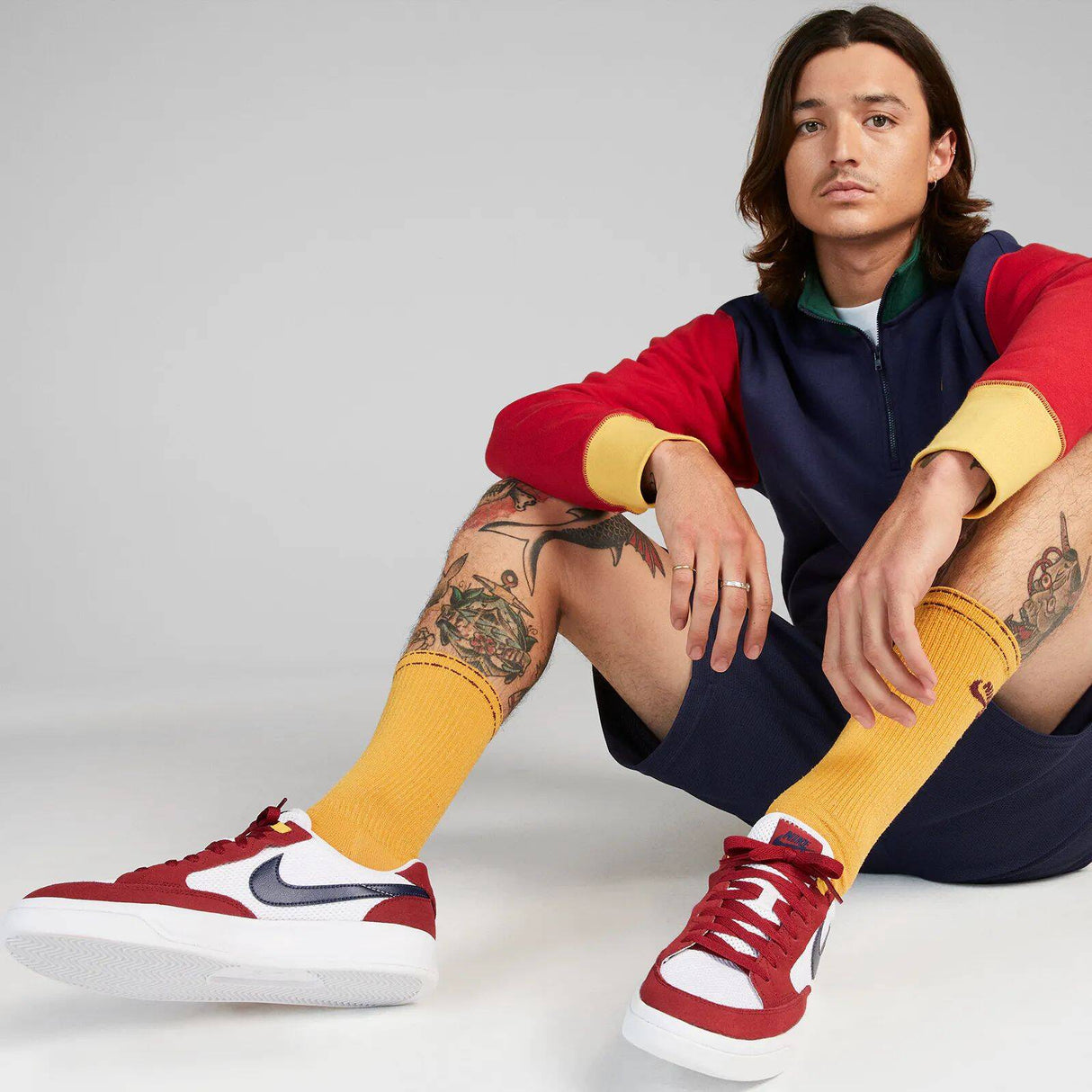Nike SB Adversary Skate Shoes - Pomegranate/Midnight Navy-Pollen-White