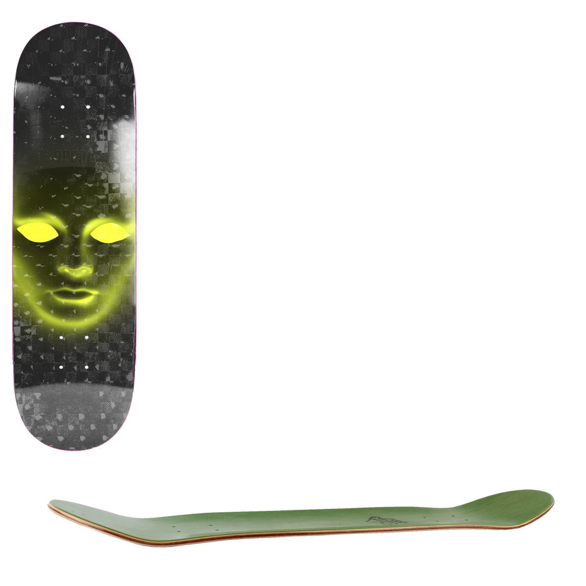 Opera Face Skateboard Deck - Holographic Black 8"