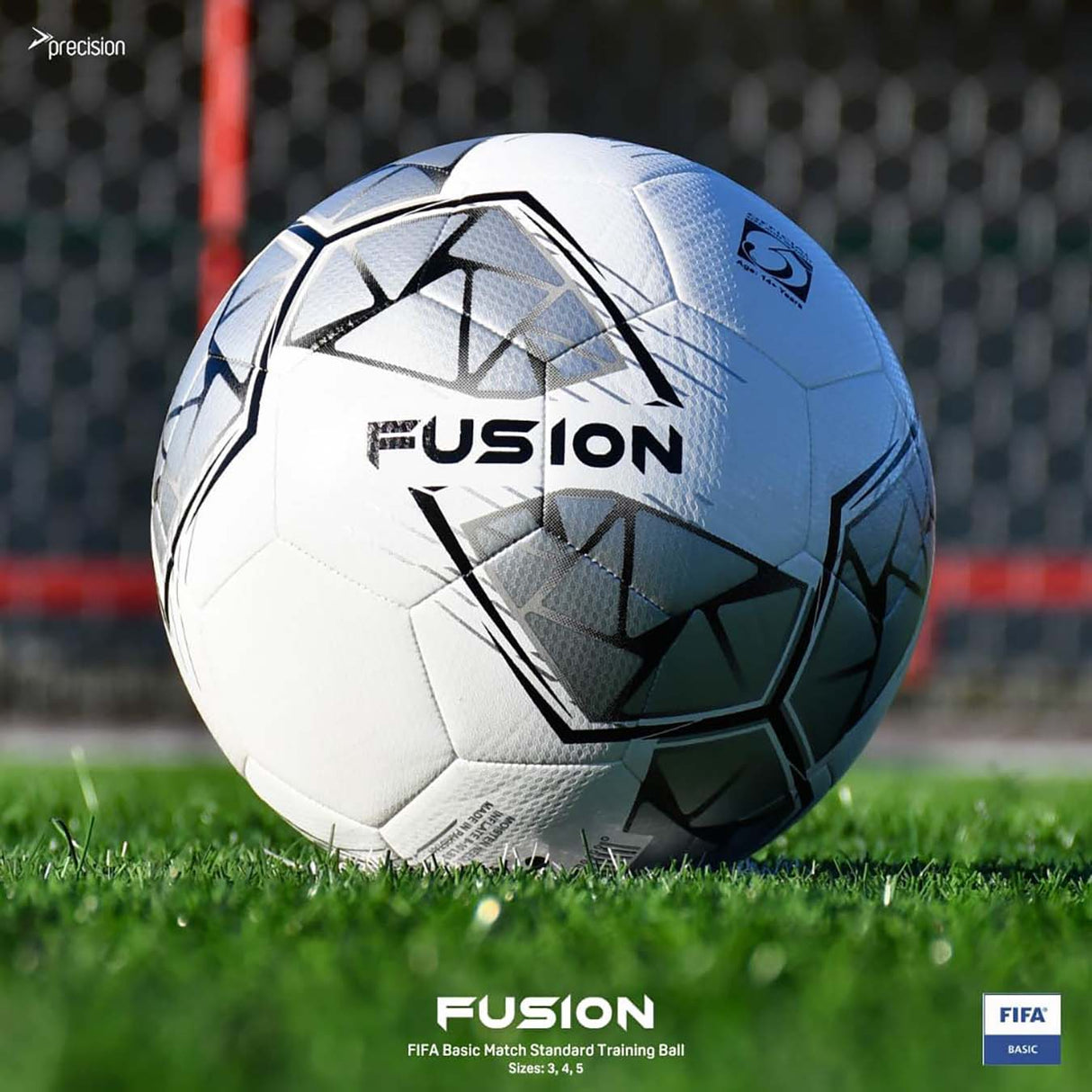 Precision Fusion FIFA Basic Training Size 5 Football - White/Silver/Black/White