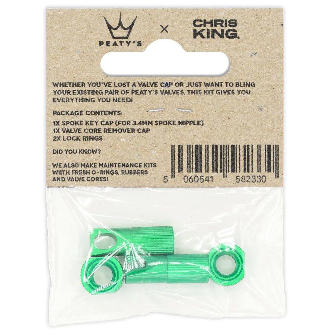 Peatys x Chris King (MK2) Tubeless Valves Accessory Kit - Emerald