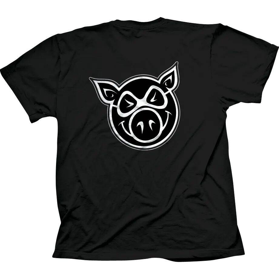 Pig Wheels Pig Head T Shirt - Black