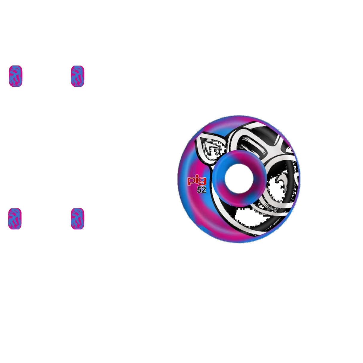 Pig US Made Swirls Skateboard Wheels 52mm - Blue/Pink