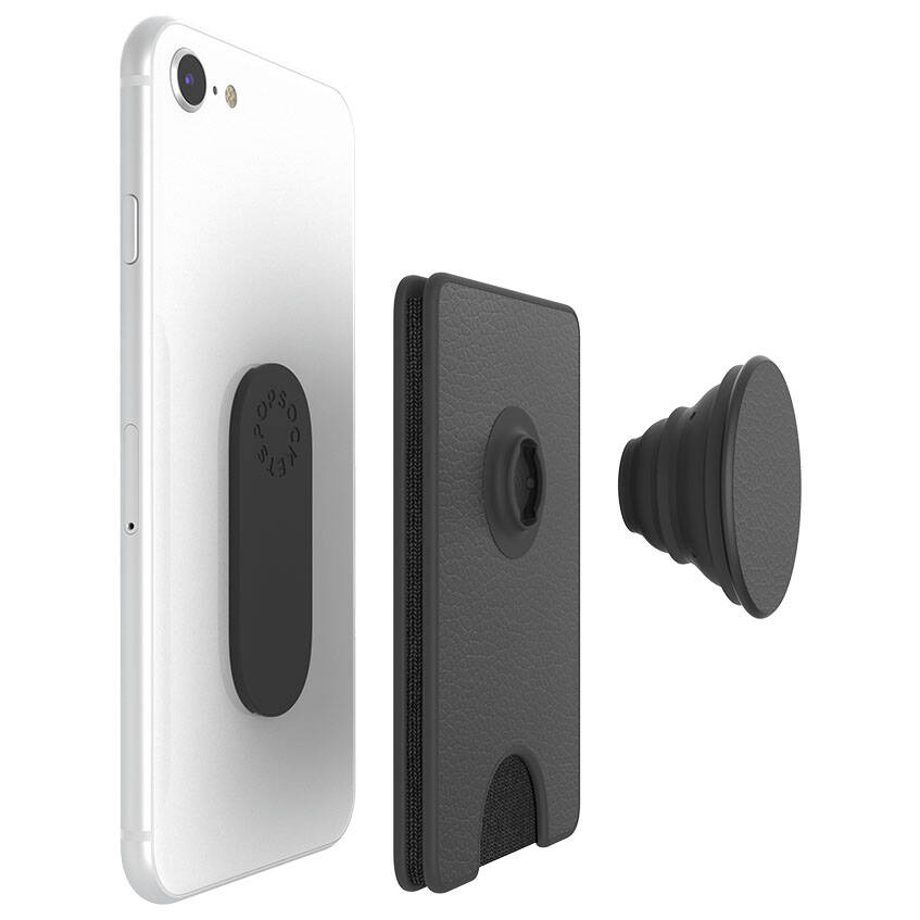 PopSockets PopWallet+ - Vegan Pebbled Leather Black