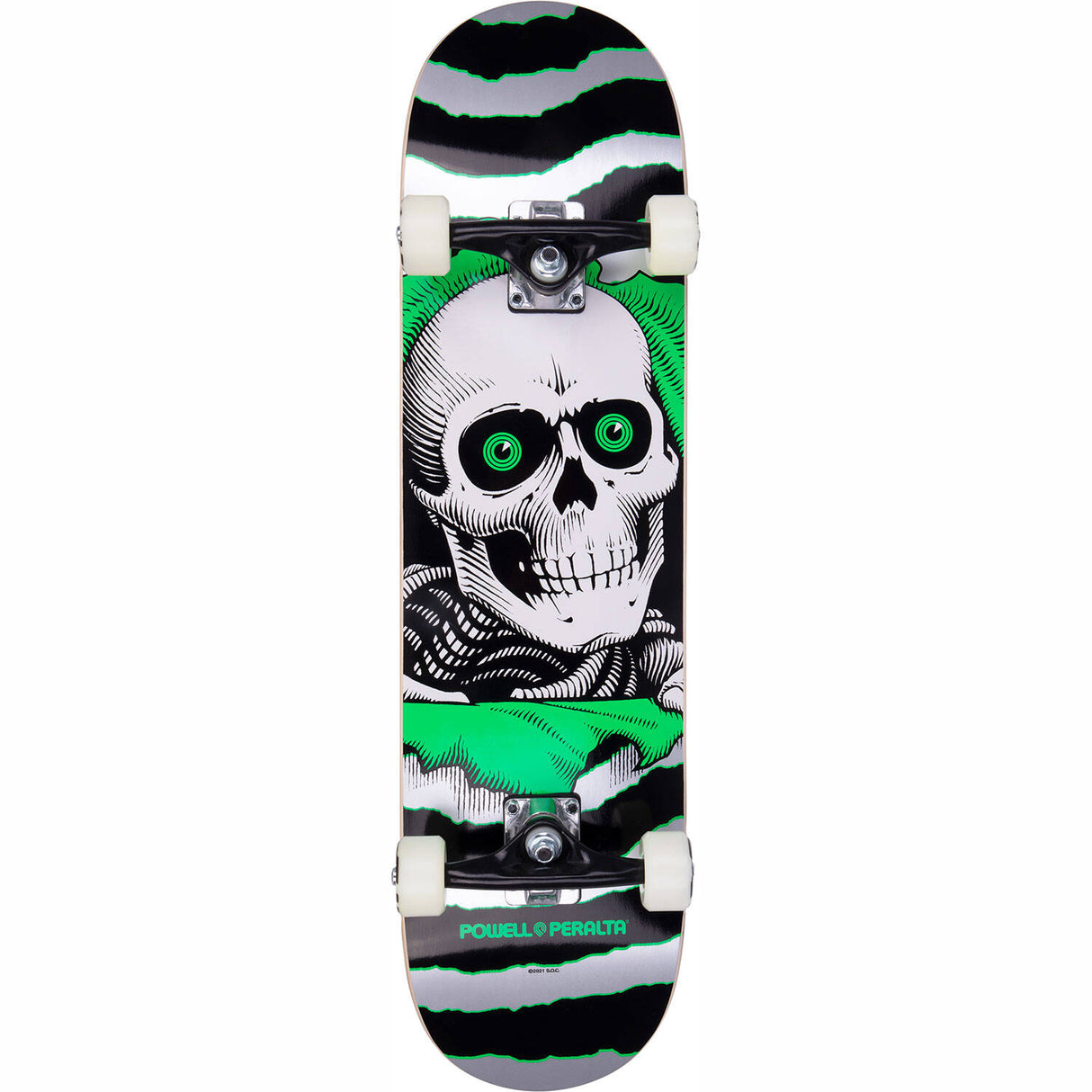 Powell Peralta Ripper One Off Complete Skateboard - Silver/Green 8"
