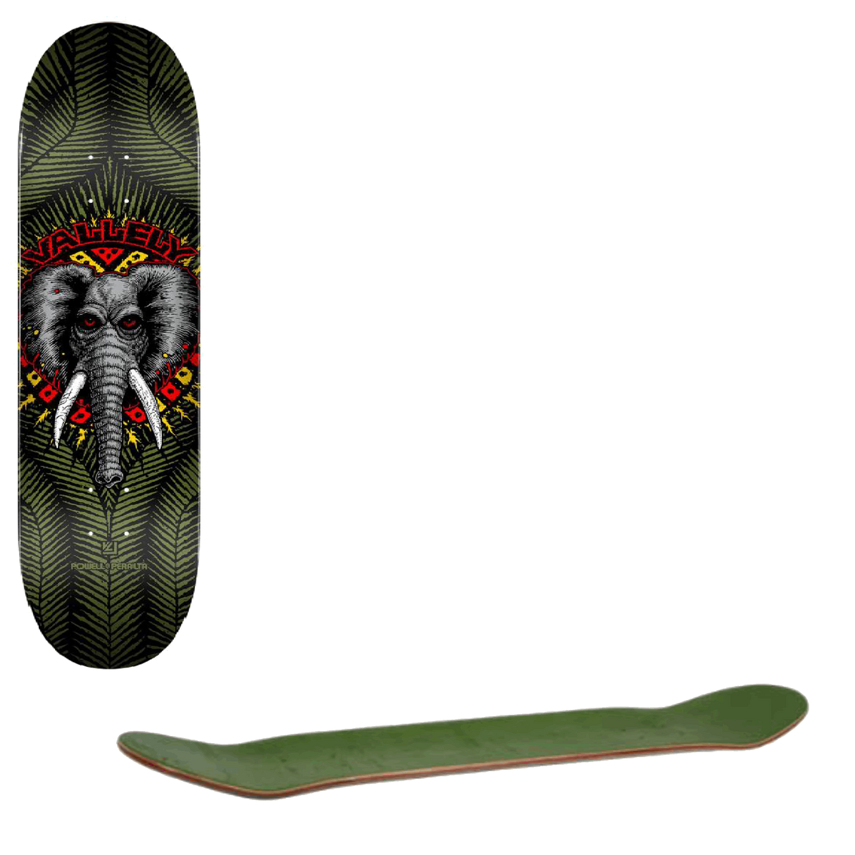 Powell Peralta Vallely Elephant Skateboard Deck - Green 8.25"