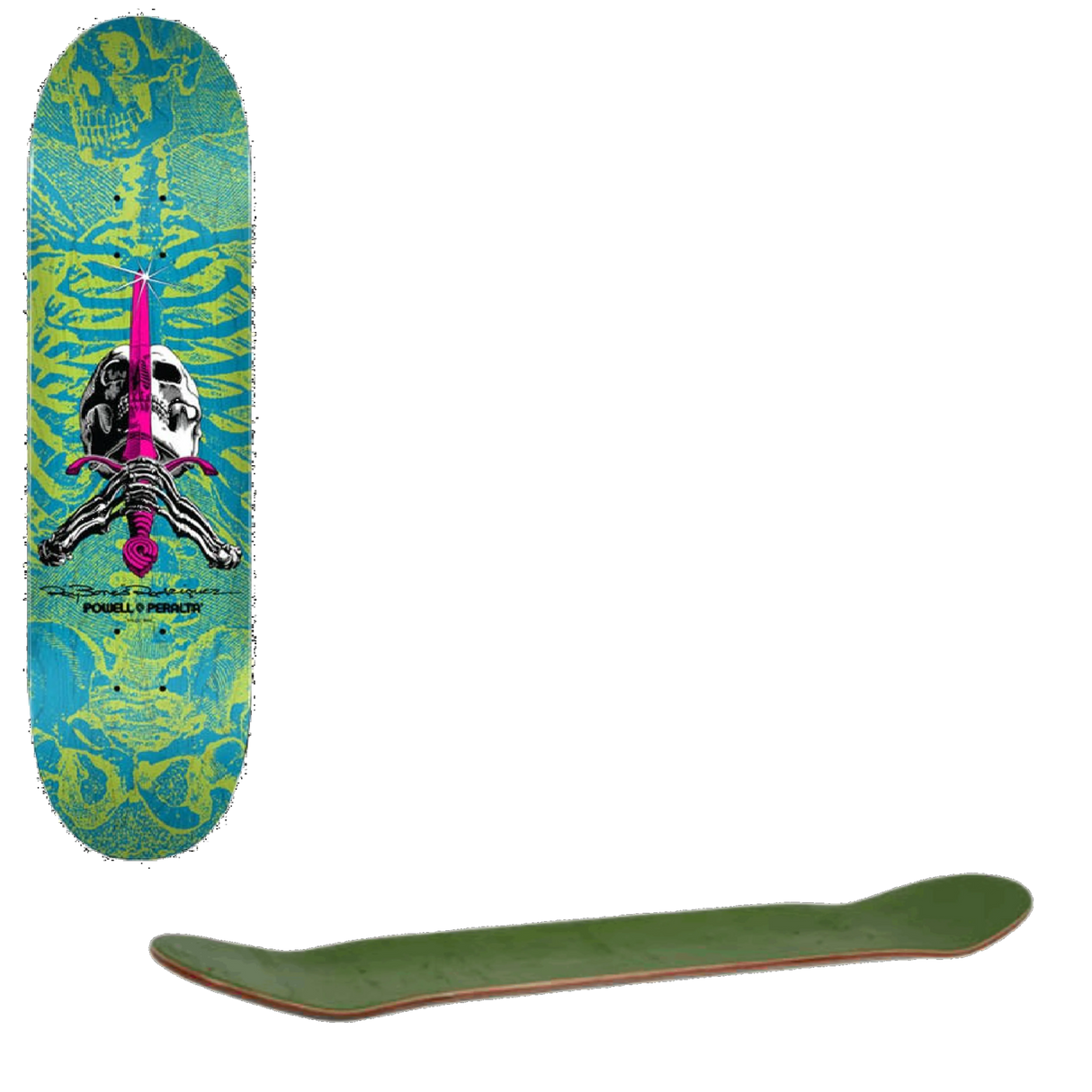 Powell Peralta Skull & Sword #243 Skateboard Deck - Blue 8.25''