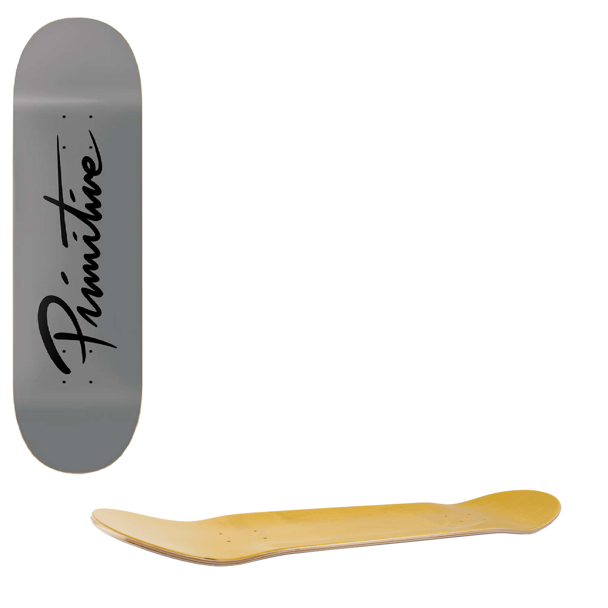 Primitive Nuevo Script Core Skateboard Deck - Grey 8.38"