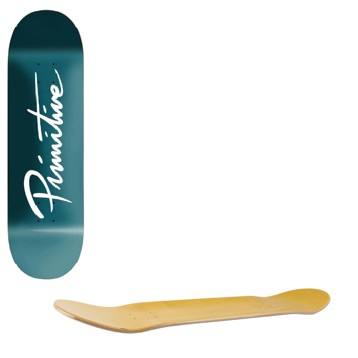 Primitive Nuevo Script Core Skateboard Deck - Teal 7.75"