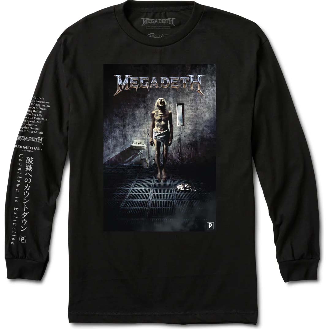 Primitive X Megadeth Skins Long Sleeve T Shirt - Black