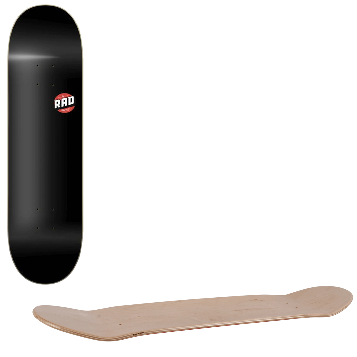 Rad Blank Logo Skateboard Deck - Black Maple 8"