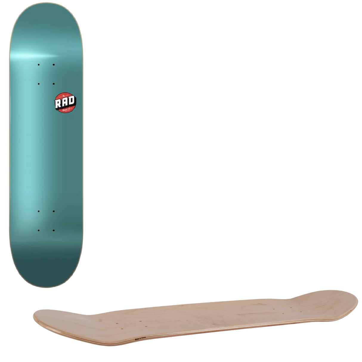 Rad Blank Logo Skateboard Deck - Teal 7.75''